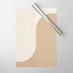 Two Tone Line Curvature LXV Earthy Boho Modern Arch Abstract Wrapping Paper Gallery Image 1