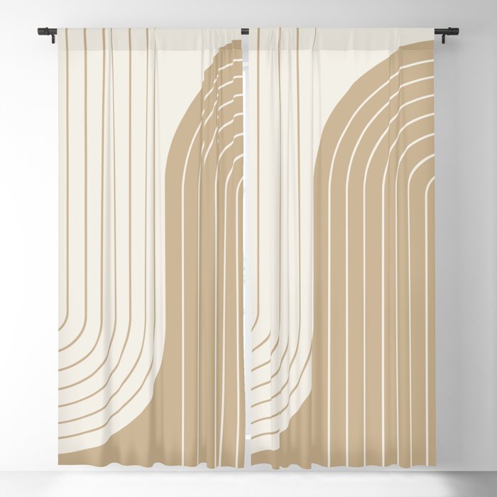 Two Tone Line Curvature LXV Earthy Boho Modern Arch Abstract Window Curtain Gallery Image 5