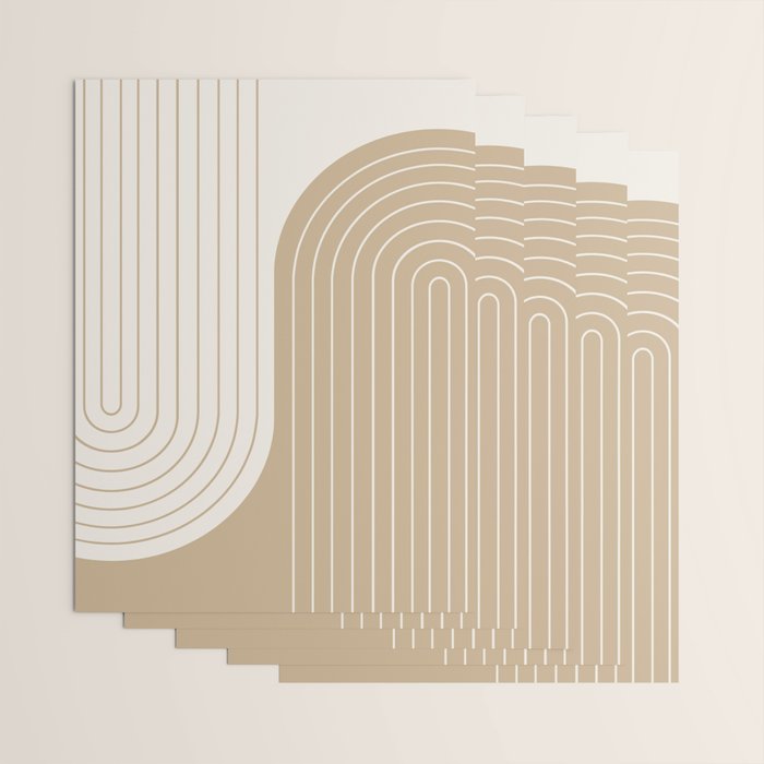 Two Tone Line Curvature LXV Earthy Boho Modern Arch Abstract Wrapping Paper Gallery Image 3