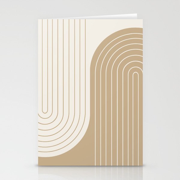 Two Tone Line Curvature LXV Earthy Boho Modern Arch Abstract Stationery Card Gallery Image 2