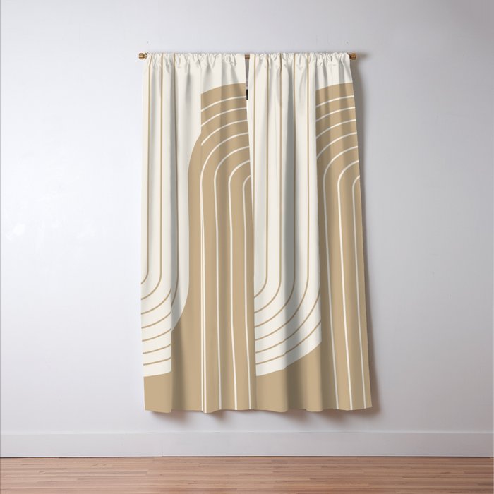 Two Tone Line Curvature LXV Earthy Boho Modern Arch Abstract Window Curtain Gallery Image 3