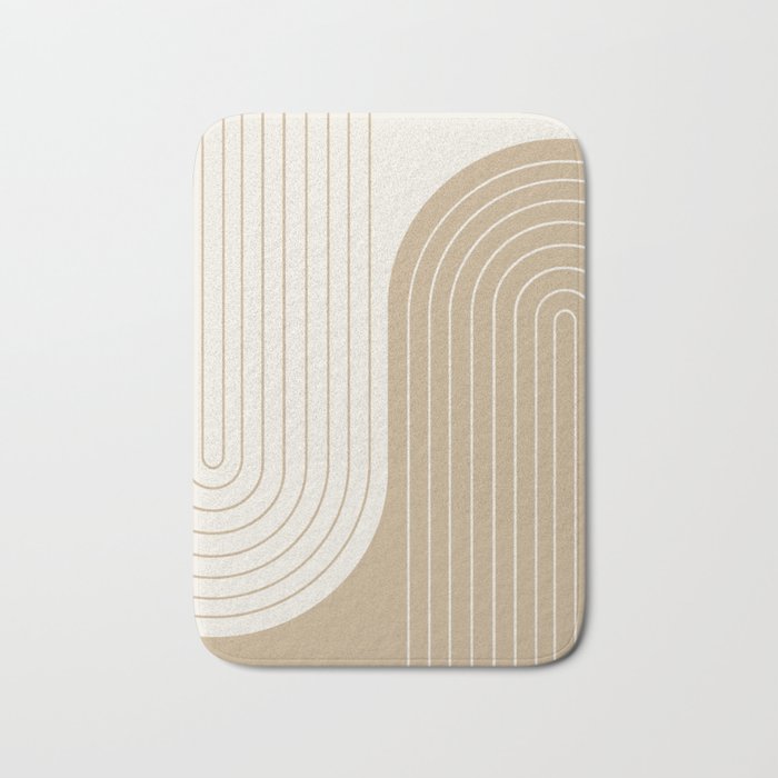 Two Tone Line Curvature LXV Earthy Boho Modern Arch Abstract Bath Mat Gallery Image 1