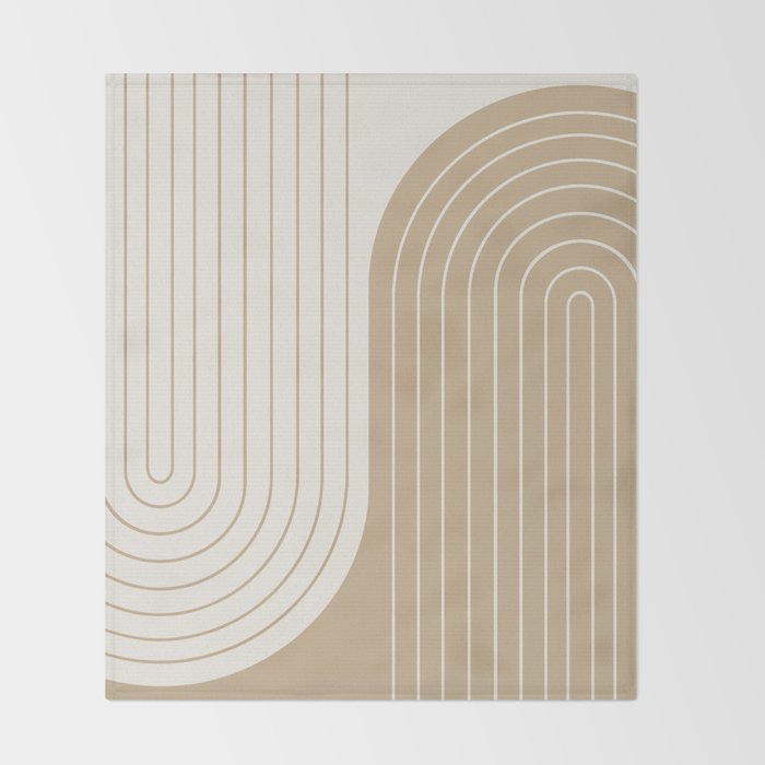 Two Tone Line Curvature LXV Earthy Boho Modern Arch Abstract Throw Blanket Gallery Image 2