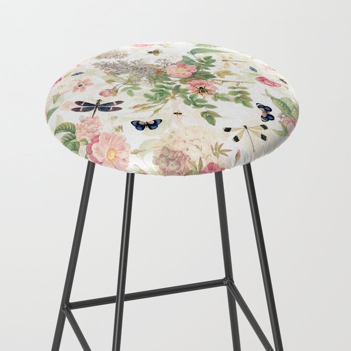 Vintage & Shabby Chic - Botanical Flower Roses Garden Stool Gallery Image 2