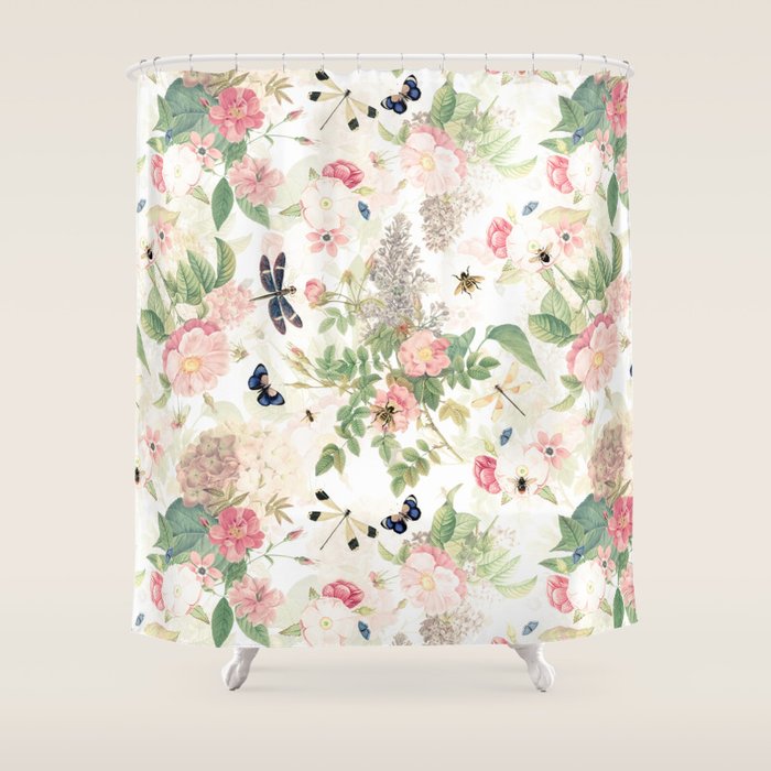 Vintage & Shabby Chic - Botanical Flower Roses Garden Shower Curtain Gallery Image 1