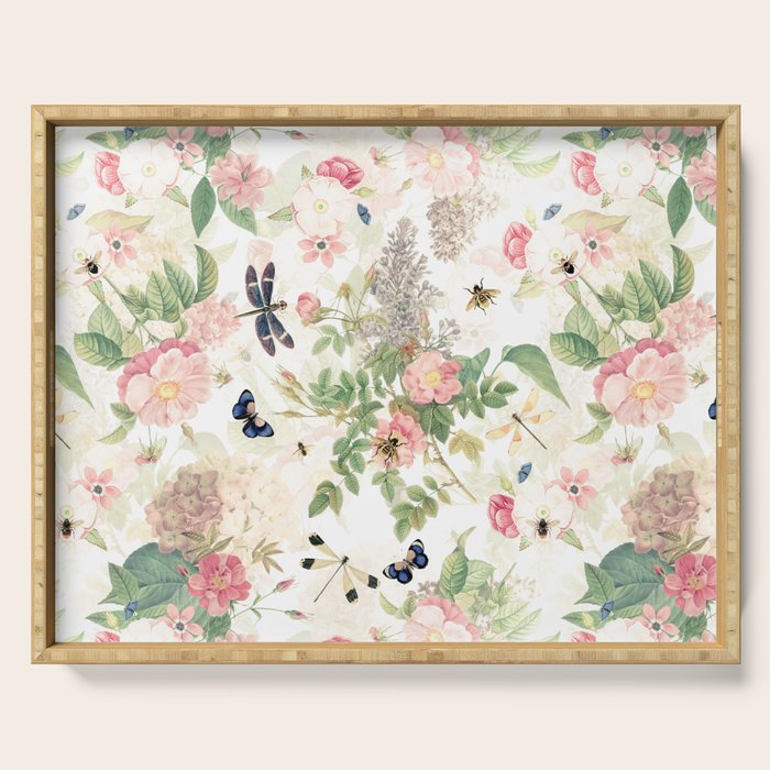 Vintage & Shabby Chic - Botanical Flower Roses Garden Serving Tray Gallery Image 1