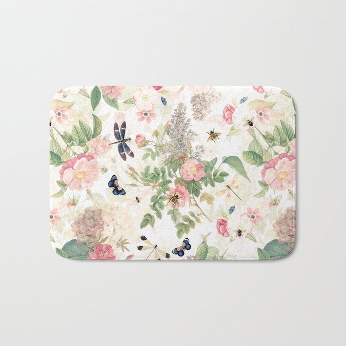 Vintage & Shabby Chic - Botanical Flower Roses Garden Bath Mat Gallery Image 1