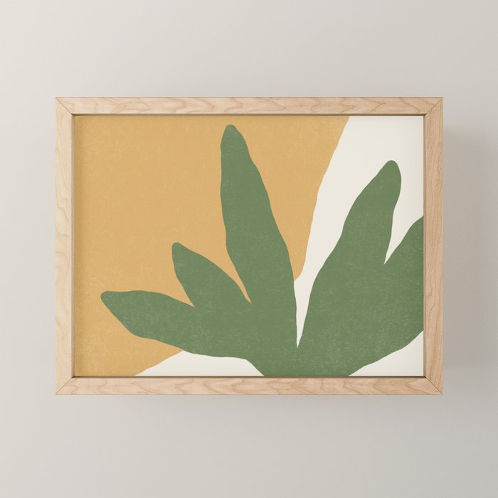 Leaves Minimalism - Green Gold Mini Art Print Gallery Image 1