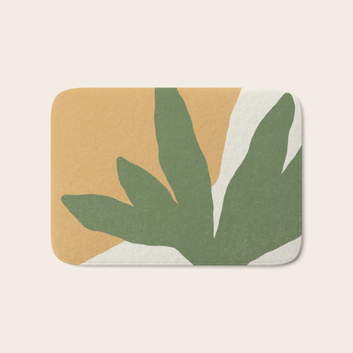 Leaves Minimalism - Green Gold Bath Mat Gallery Image 1