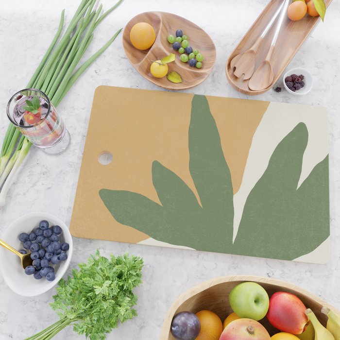 Leaves Minimalism - Green Gold Cutting Board Gallery Image 2