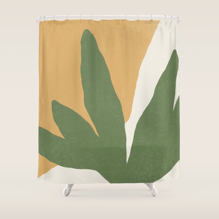 Leaves Minimalism - Green Gold Shower Curtain Gallery Image 1