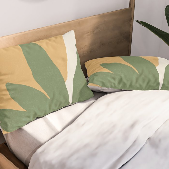 Leaves Minimalism - Green Gold Pillow Sham Gallery Image 2