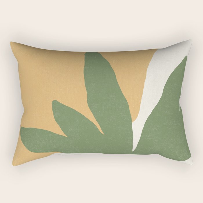 Leaves Minimalism - Green Gold Rectangular Pillow Gallery Image 2