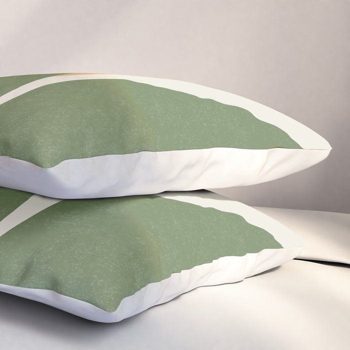 Leaves Minimalism - Green Gold Pillow Sham Gallery Image 3