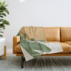 Leaves Minimalism - Green Gold Throw Blanket Gallery Image 1