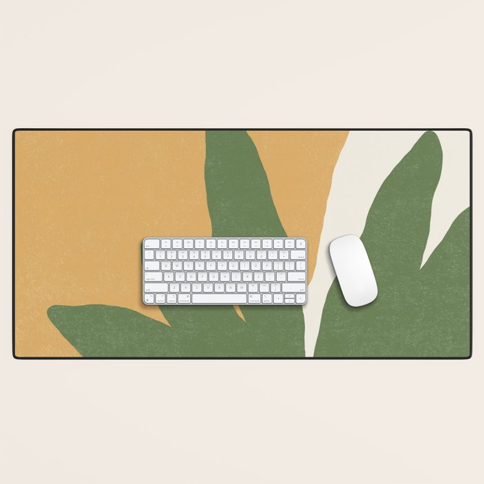 Leaves Minimalism - Green Gold Desk Mat Gallery Image 1