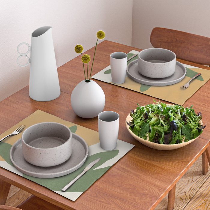 Leaves Minimalism - Green Gold Placemat Gallery Image 2