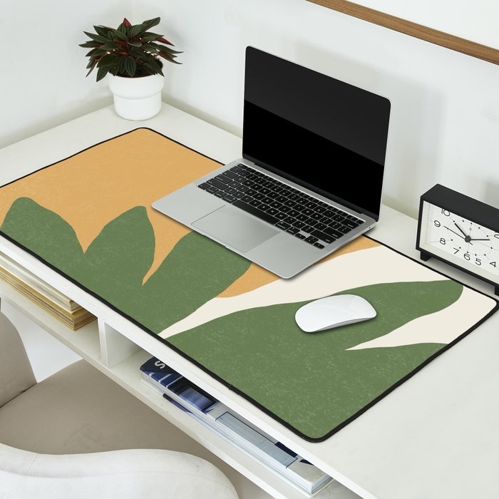 Leaves Minimalism - Green Gold Desk Mat Gallery Image 2