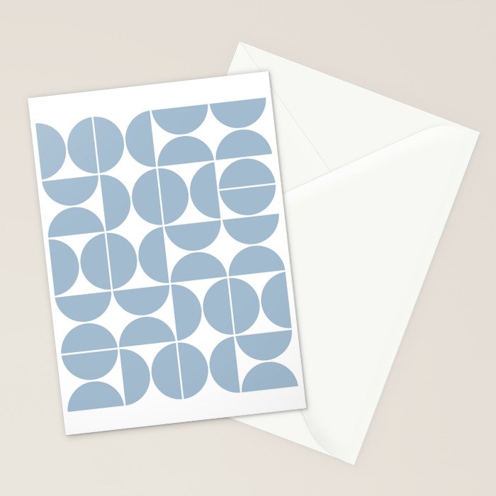 Mid Century Modern Geometric 04 Soft Blue Stationery Card Gallery Image 2