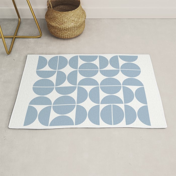 Mid Century Modern Geometric 04 Soft Blue Rug Gallery Image 1
