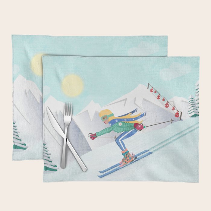 Skiing Girl Placemat Gallery Image 1