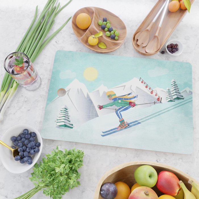 Skiing Girl Cutting Board Gallery Image 2