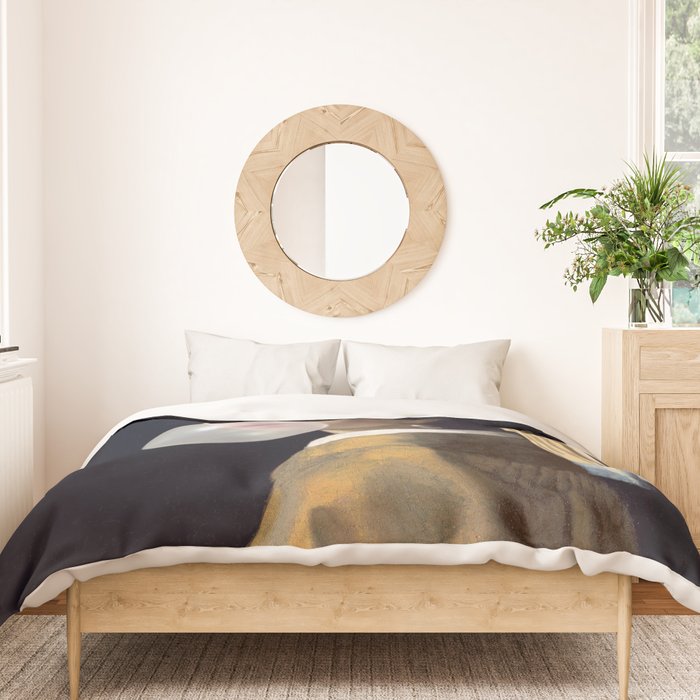 Girl with pearl earring blowing bubble gum Duvet Cover Gallery Image 3