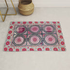 Tashkent Suzani Uzbekistan Floral Embroidery Print Rug Gallery Image 1