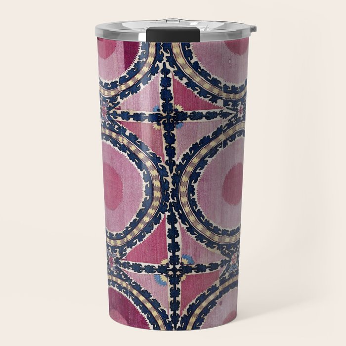 Tashkent Suzani Uzbekistan Floral Embroidery Print Travel Mug Gallery Image 1