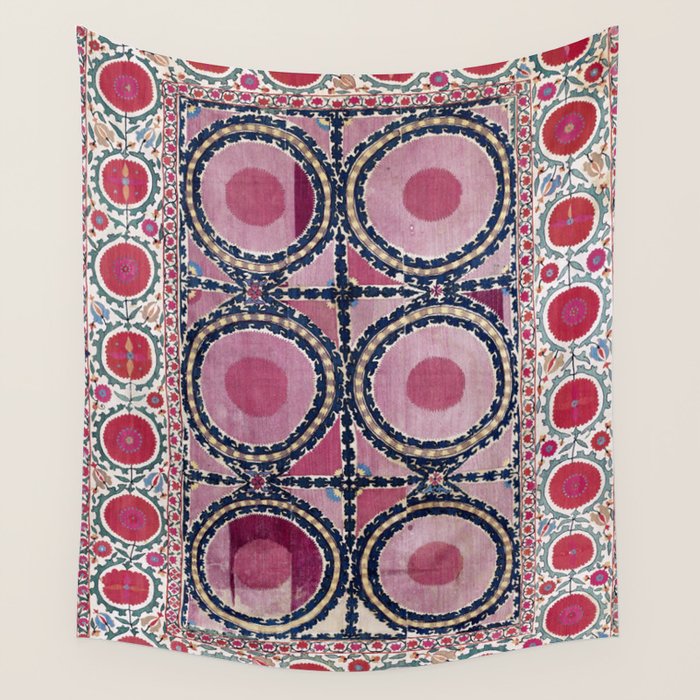 Tashkent Suzani Uzbekistan Floral Embroidery Print Wall Tapestry Gallery Image 1