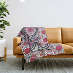 Tashkent Suzani Uzbekistan Floral Embroidery Print Throw Blanket Gallery Image 1