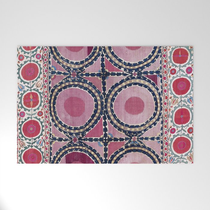 Tashkent Suzani Uzbekistan Floral Embroidery Print Welcome Mat Gallery Image 1