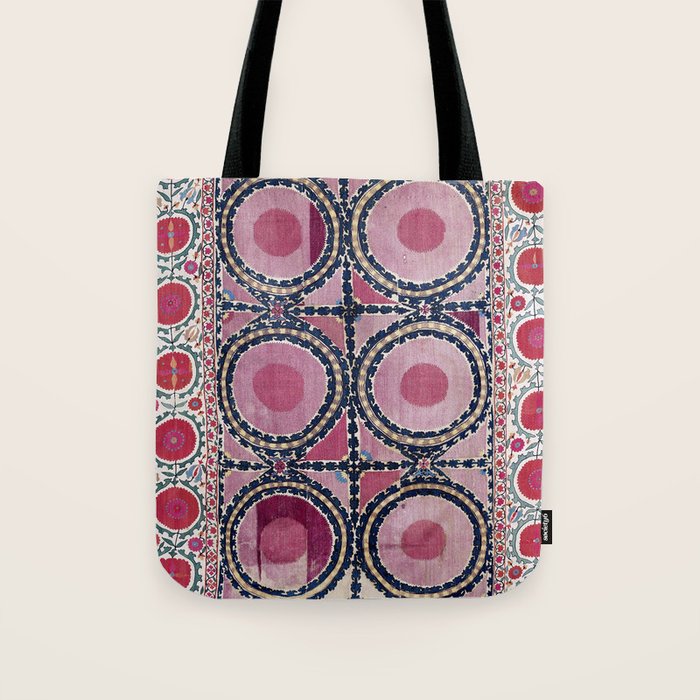 Tashkent Suzani Uzbekistan Floral Embroidery Print Tote Bag Gallery Image 1
