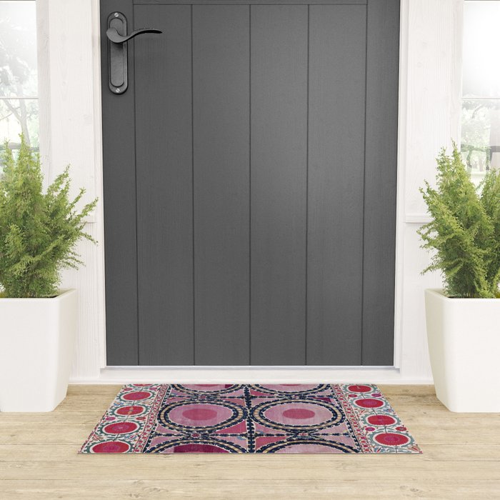 Tashkent Suzani Uzbekistan Floral Embroidery Print Welcome Mat Gallery Image 3