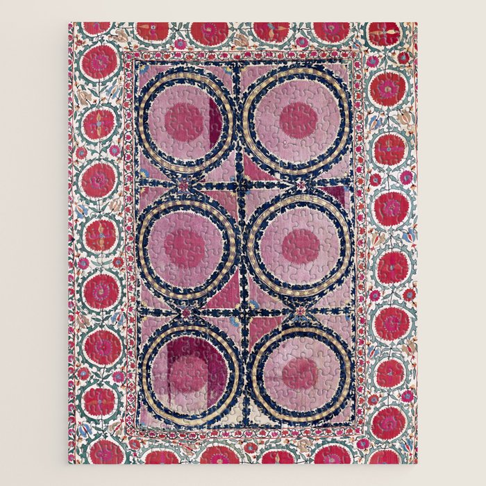 Tashkent Suzani Uzbekistan Floral Embroidery Print Jigsaw Puzzle Gallery Image 1