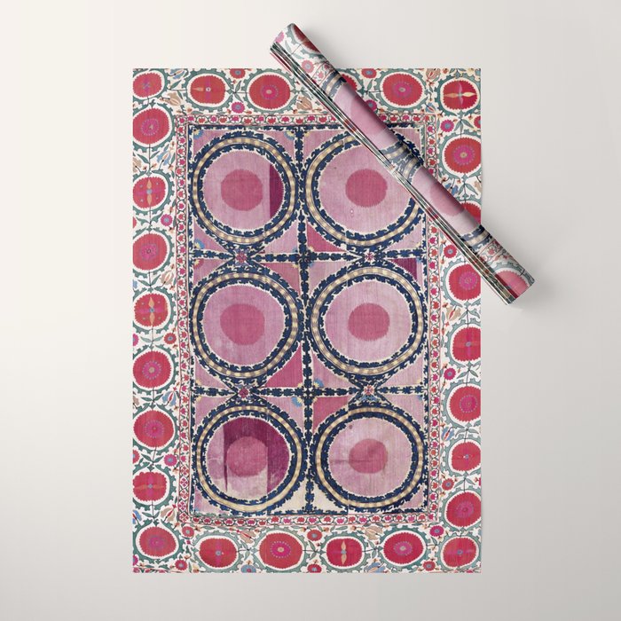 Tashkent Suzani Uzbekistan Floral Embroidery Print Wrapping Paper Gallery Image 1