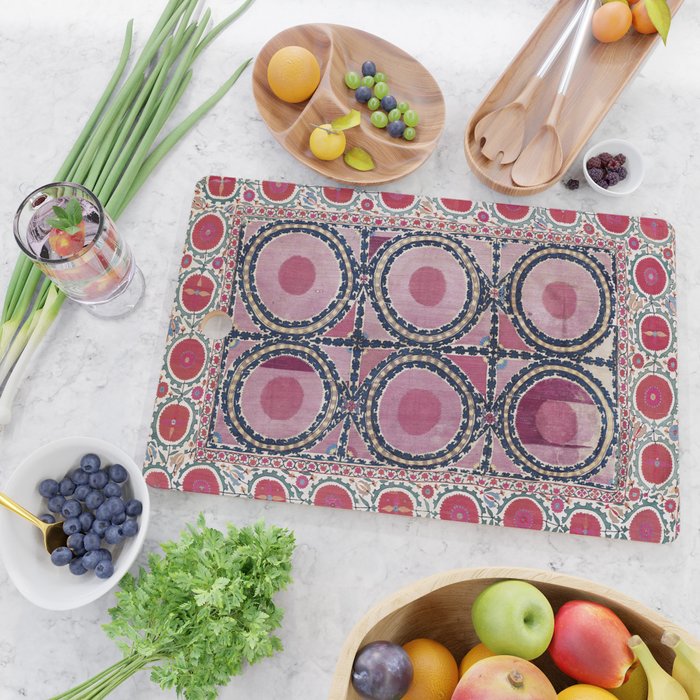 Tashkent Suzani Uzbekistan Floral Embroidery Print Cutting Board Gallery Image 2