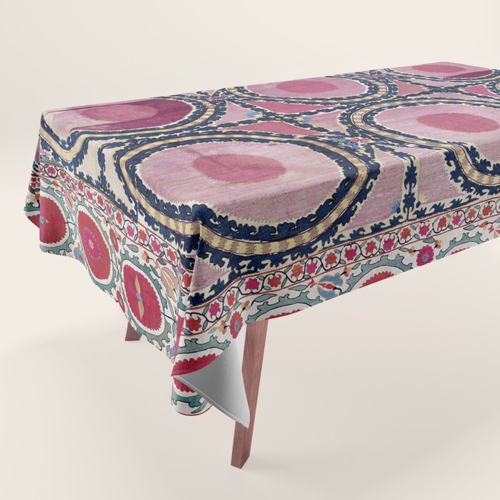 Tashkent Suzani Uzbekistan Floral Embroidery Print Tablecloth Gallery Image 1