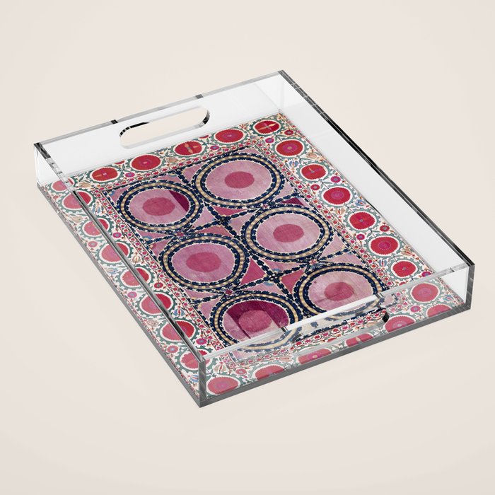 Tashkent Suzani Uzbekistan Floral Embroidery Print Acrylic Tray Gallery Image 1