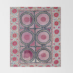 Tashkent Suzani Uzbekistan Floral Embroidery Print Throw Blanket Gallery Image 2