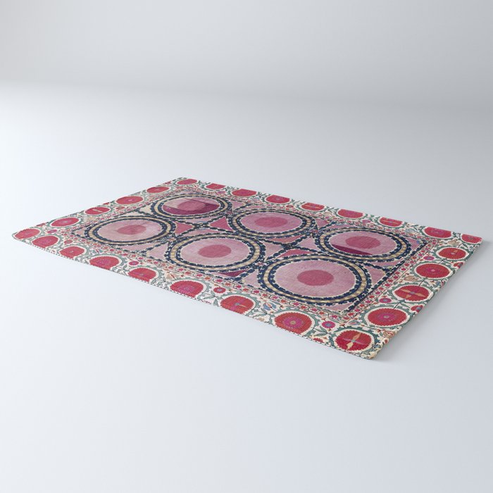 Tashkent Suzani Uzbekistan Floral Embroidery Print Rug Gallery Image 3