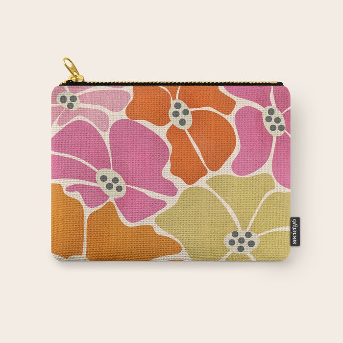 Blooming Retro Florals Carry All Pouch Gallery Image 1