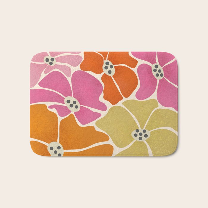 Blooming Retro Florals Bath Mat Gallery Image 1