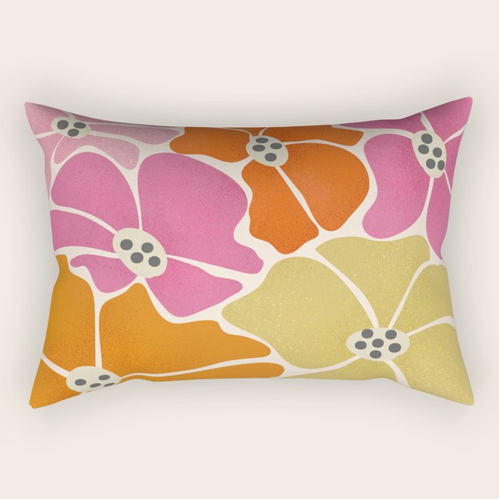 Blooming Retro Florals Rectangular Pillow Gallery Image 1