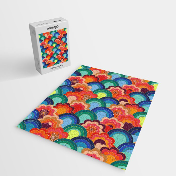 70s rainbow flowers sunset colors Jigsaw Puzzle Gallery Image 2
