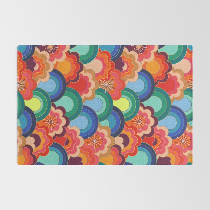 70s rainbow flowers sunset colors Rug Gallery Image 2