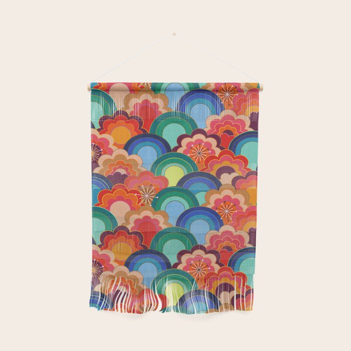70s rainbow flowers sunset colors Wall Hanging Gallery Image 1