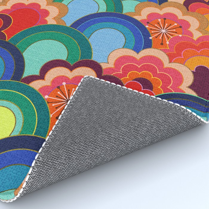 70s rainbow flowers sunset colors Rug Gallery Image 4