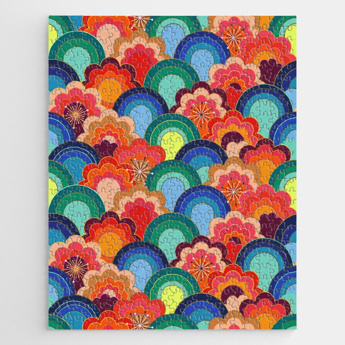 70s rainbow flowers sunset colors Jigsaw Puzzle Gallery Image 1
