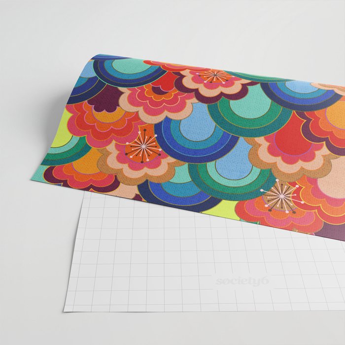 70s rainbow flowers sunset colors Wrapping Paper Gallery Image 2